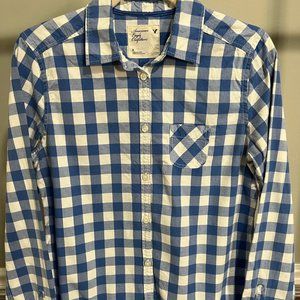 American Eagle Outfitters Blue Long Sleeve Buffalo Plaid Button Down Shirt